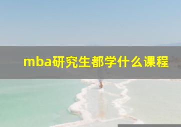 mba研究生都学什么课程