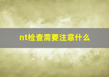 nt检查需要注意什么