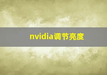 nvidia调节亮度