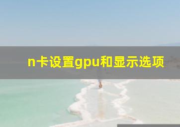 n卡设置gpu和显示选项