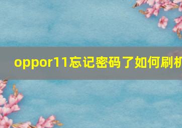 oppor11忘记密码了如何刷机