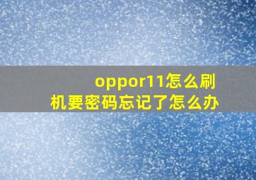 oppor11怎么刷机要密码忘记了怎么办