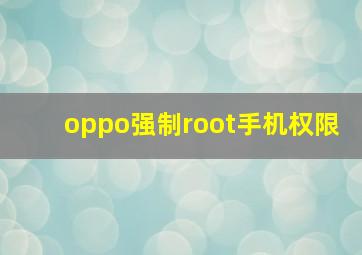 oppo强制root手机权限