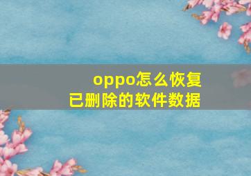 oppo怎么恢复已删除的软件数据