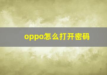 oppo怎么打开密码