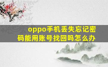 oppo手机丢失忘记密码能用账号找回吗怎么办