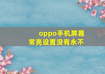 oppo手机屏幕常亮设置没有永不