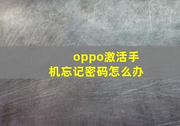 oppo激活手机忘记密码怎么办