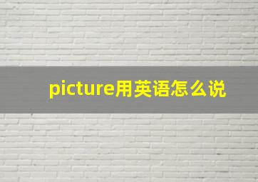 picture用英语怎么说