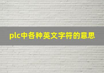 plc中各种英文字符的意思