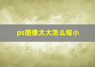 ps图像太大怎么缩小