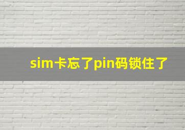 sim卡忘了pin码锁住了