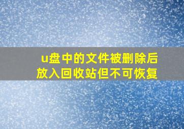 u盘中的文件被删除后放入回收站但不可恢复