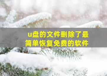 u盘的文件删除了最简单恢复免费的软件