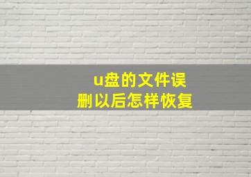 u盘的文件误删以后怎样恢复