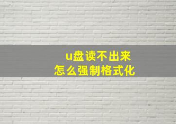 u盘读不出来怎么强制格式化