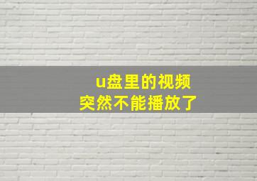 u盘里的视频突然不能播放了