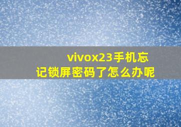 vivox23手机忘记锁屏密码了怎么办呢