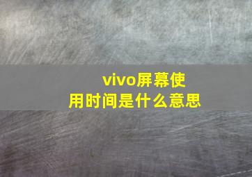 vivo屏幕使用时间是什么意思