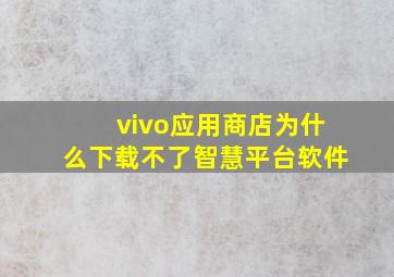 vivo应用商店为什么下载不了智慧平台软件