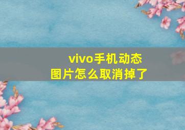 vivo手机动态图片怎么取消掉了