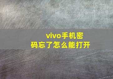 vivo手机密码忘了怎么能打开