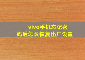 vivo手机忘记密码后怎么恢复出厂设置