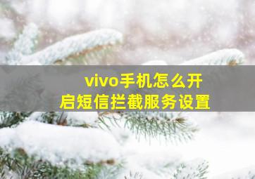 vivo手机怎么开启短信拦截服务设置