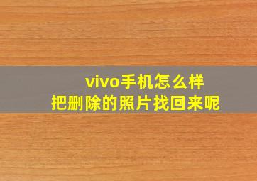 vivo手机怎么样把删除的照片找回来呢