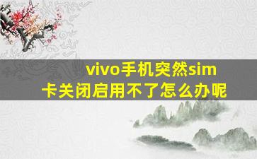 vivo手机突然sim卡关闭启用不了怎么办呢