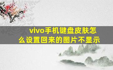 vivo手机键盘皮肤怎么设置回来的图片不显示