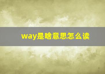 way是啥意思怎么读