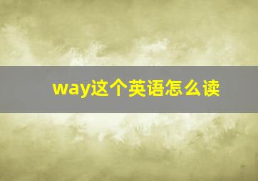 way这个英语怎么读