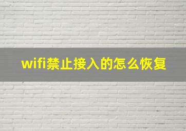 wifi禁止接入的怎么恢复