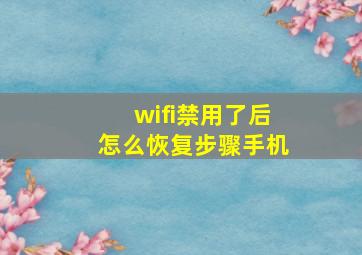 wifi禁用了后怎么恢复步骤手机