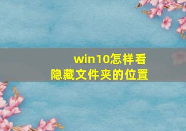 win10怎样看隐藏文件夹的位置