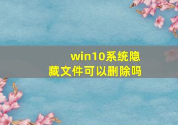 win10系统隐藏文件可以删除吗