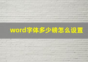 word字体多少磅怎么设置