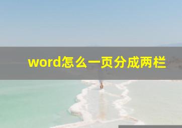 word怎么一页分成两栏