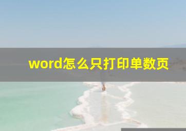 word怎么只打印单数页