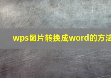 wps图片转换成word的方法