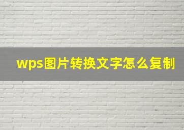 wps图片转换文字怎么复制