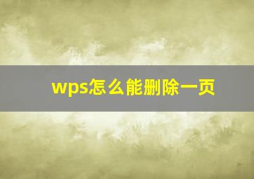 wps怎么能删除一页