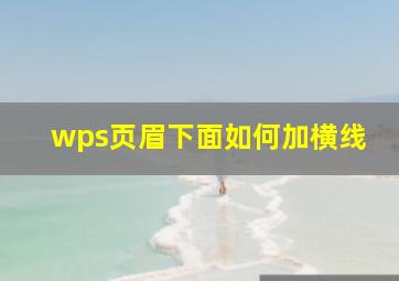 wps页眉下面如何加横线