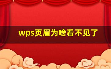 wps页眉为啥看不见了