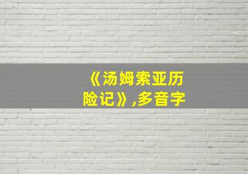 《汤姆索亚历险记》,多音字