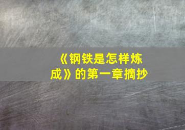 《钢铁是怎样炼成》的第一章摘抄