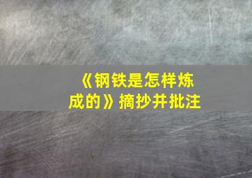 《钢铁是怎样炼成的》摘抄并批注