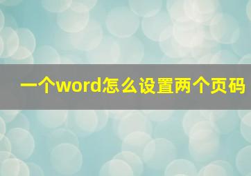 一个word怎么设置两个页码