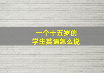 一个十五岁的学生英语怎么说